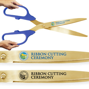 25" Blue Ribbon Cutting Scissors with Gold Blades