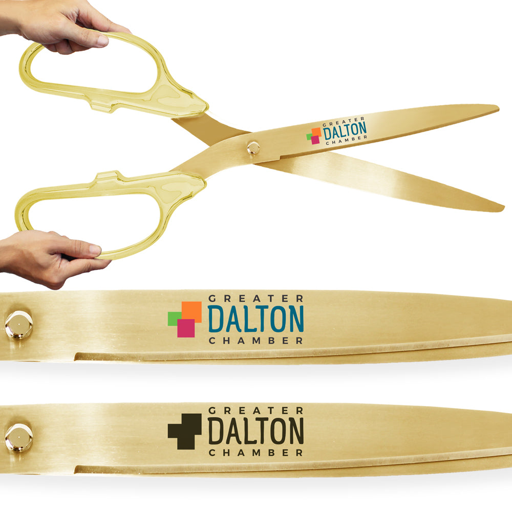 Golden Openings 25 Inch 2 Foot Giant Grand Opening Ceremonial Ribbon  Cutting Real Big Scissors Gold Handle Silver Blade