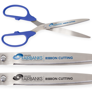25in Giant Blue Ribbon Cutting Scissors with Silver Blades - Custom