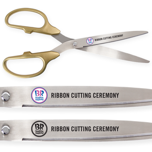 25in Giant Gold Ribbon Cutting Scissors with Silver Blades - Custom