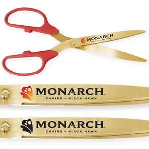 25in Giant Red Ribbon Cutting Scissors with Gold Blades - Custom