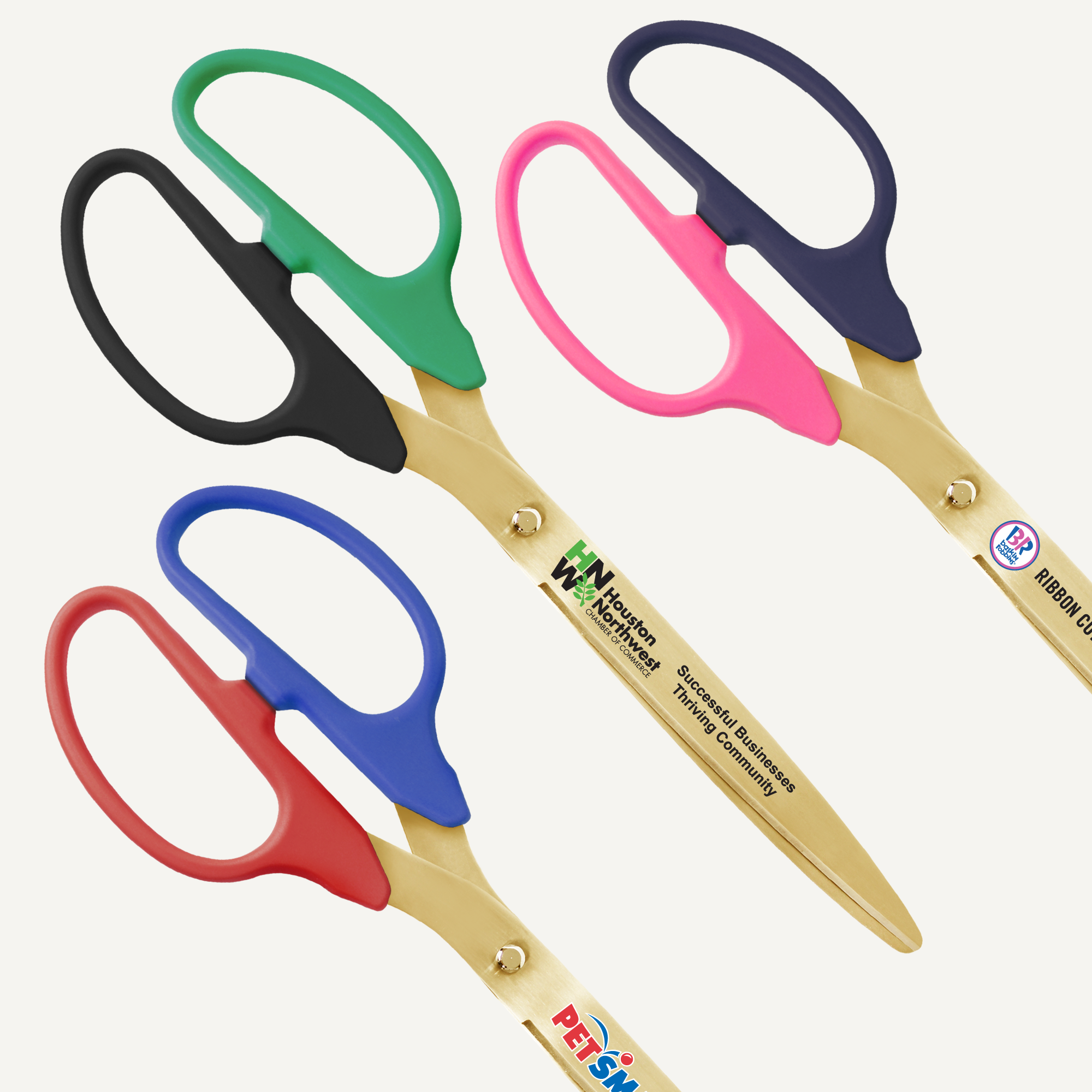 25 Two-Color Handle Ribbon Cutting Scissors with Gold Blades