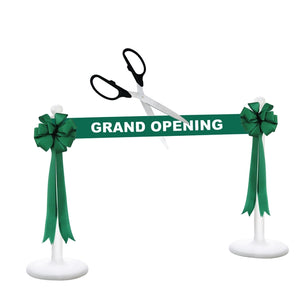 Deluxe Grand Opening Kit - 25" Ceremonial Scissors with Silver Blades, Black Scissors, Green Ribbon and Bows