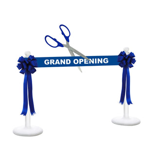Deluxe Grand Opening Kit - 25" Ceremonial Scissors with Silver Blades, Blue Scissors, Ribbon and Bows