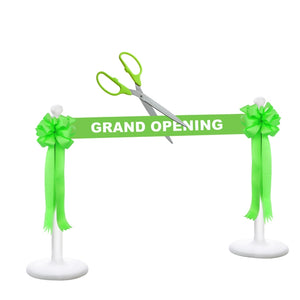 Deluxe Grand Opening Kit - 25" Ceremonial Scissors with Silver Blades, Lime Green Scissors, Ribbon and Bows