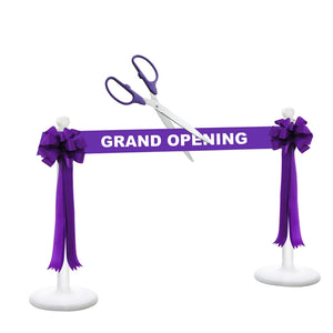Deluxe Grand Opening Kit - 25" Ceremonial Scissors with Silver Blades, Purple Scissors. Ribbon and Bows
