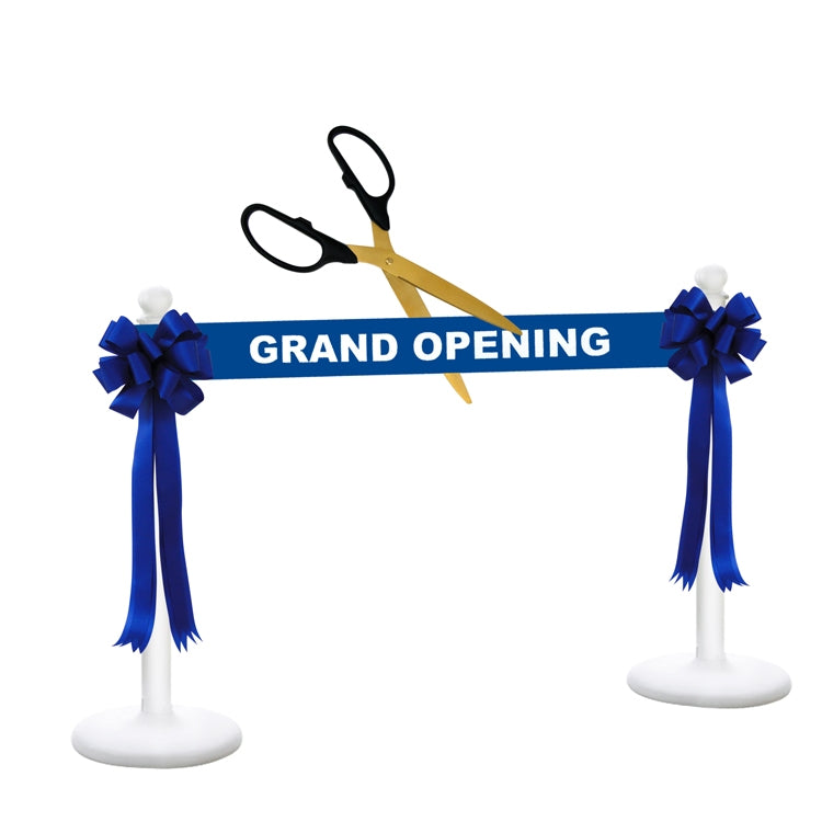 25 Blue Ribbon Cutting Scissors with Gold Blades