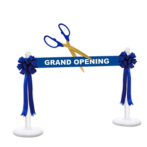 Deluxe Grand Opening Kit - 25" Ceremonial Scissors with Gold Blades, Blue Scissors, Ribbon and Bows