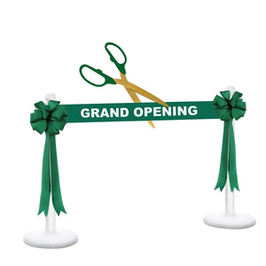 Deluxe Grand Opening Kit - 25" Ceremonial Scissors with Gold Blades, Green Scissors, Ribbon and Bows