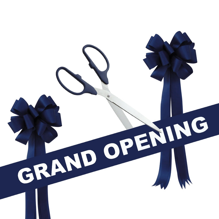 Deluxe Silver Grand Opening Ribbon Cutting Ceremony Kit - 25 Giant  Scissors with Silver Satin Ribbon, Banner, Bows, Balloons & More