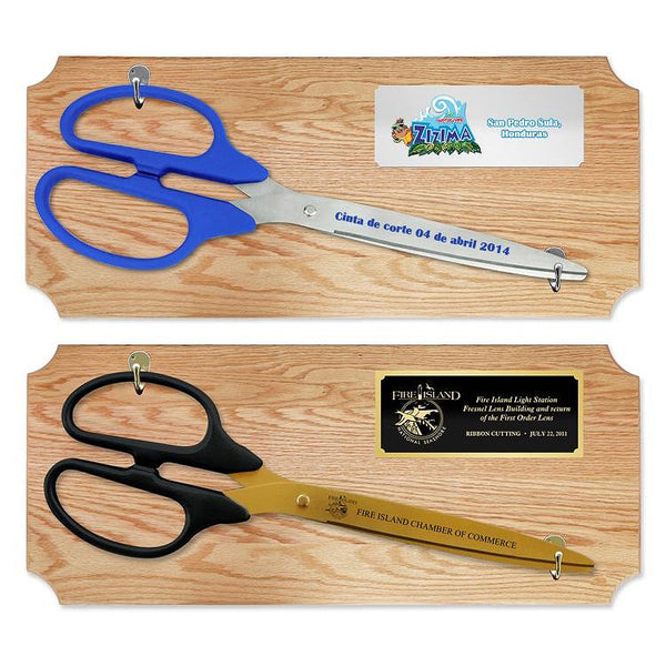 36 Ceremonial Ribbon Cutting Scissors Oak Plaque