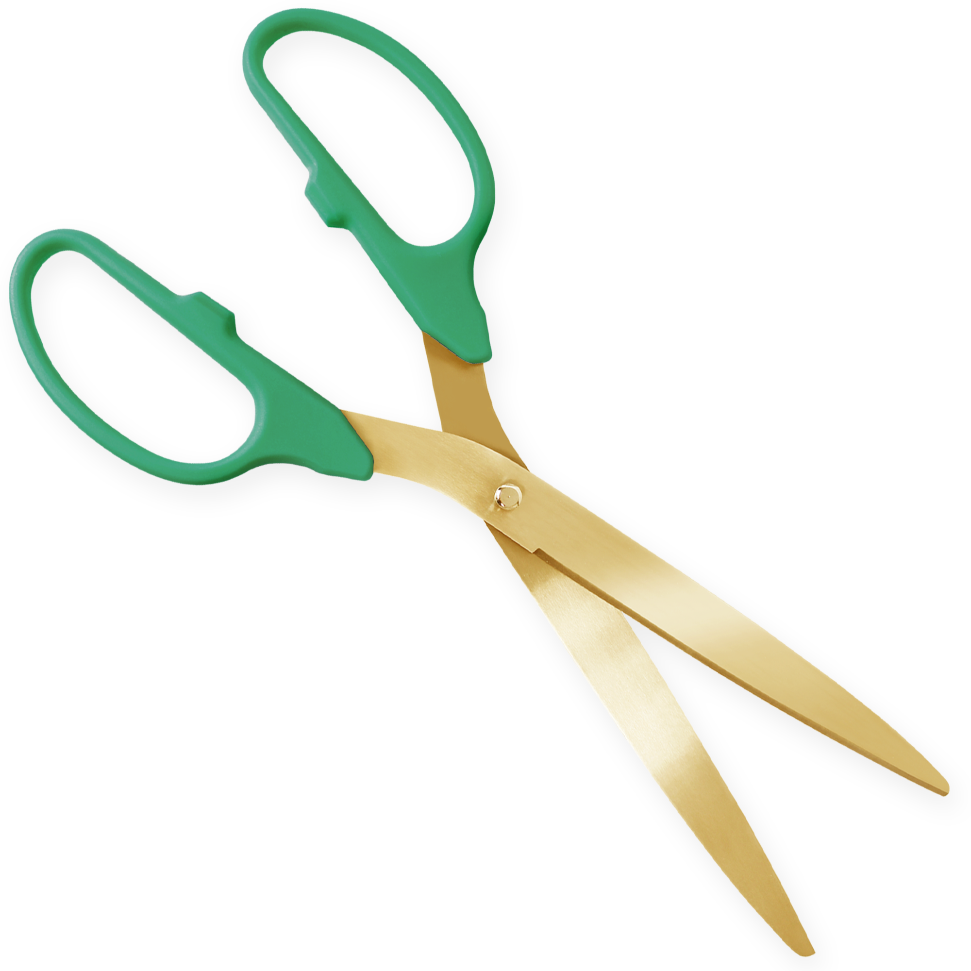 3 Foot Ceremonial Scissors - Hunter Green Handles - Golden Openings