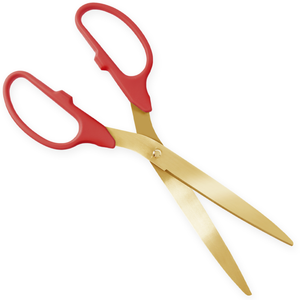 36in Giant Red Ribbon Cutting Scissors with Gold Blades - Blank