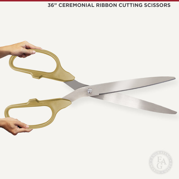 36 Yellow Ribbon Cutting Scissors with Silver Blades - Engraving, Awards &  Gifts