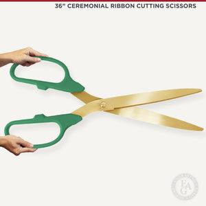 36" Green Ribbon Cutting Scissors with Gold Blades