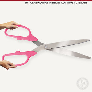 36" Pink Ribbon Cutting Scissors with Silver Blades