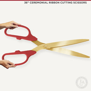 36" Red Ribbon Cutting Scissors with Gold Blades