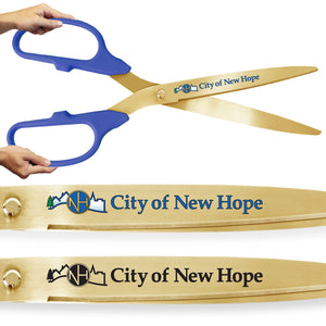 36" Blue Ribbon Cutting Scissors with Gold Blades