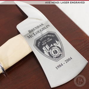 36" Chrome Plated Ceremonial Firefighter Parade Axe - Natural - Laser Engraved Axe Head