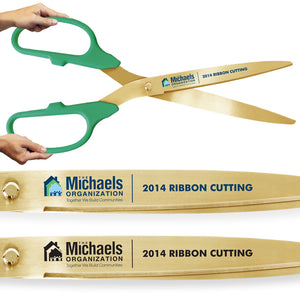 36" Green Ribbon Cutting Scissors with Gold Blades