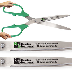 36" Green Ribbon Cutting Scissors with Silver Blades