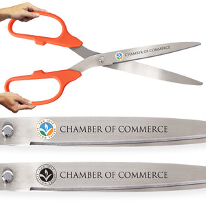 36" Orange Ribbon Cutting Scissors with Silver Blades