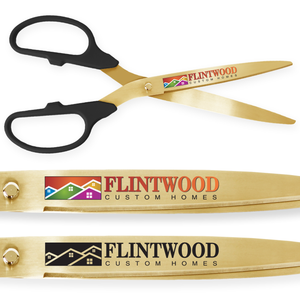 36in Giant Black Ribbon Cutting Scissors with Gold Blades - Custom