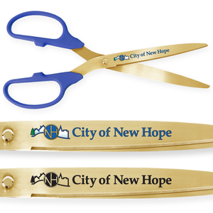 36in Giant Blue Ribbon Cutting Scissors with Gold Blades - Custom