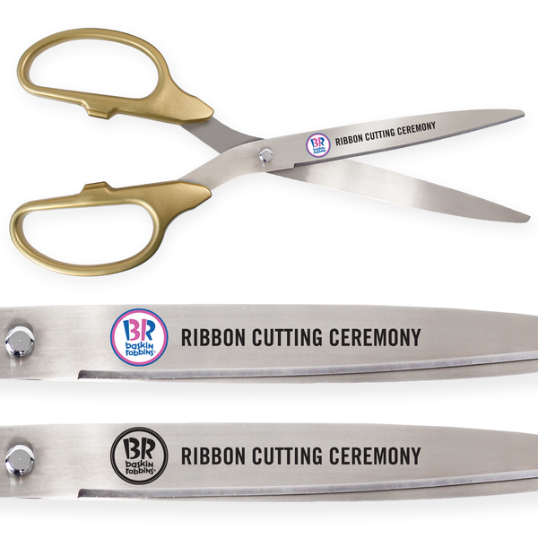 36 Gold Ribbon Cutting Scissors with Silver Blades