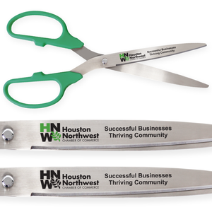 36in Giant Green Ribbon Cutting Scissors with Silver Blades - Custom