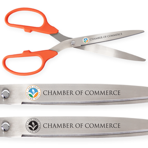 36in Giant Orange Ribbon Cutting Scissors with Silver Blades - Custom