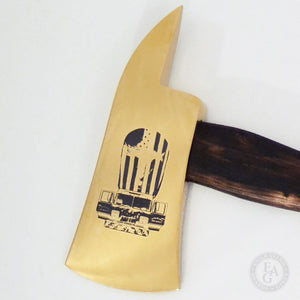 36in Gold Plated Ceremonial Firefighter Axe - Flamed handle