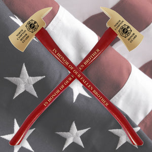 36" Gold Plated Ceremonial Firefighter Parade Axe - Red