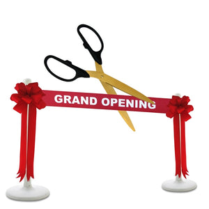 Deluxe Grand Opening Kit - 36" Ceremonial Scissors with Gold Blades, Black Scissors, Red Ribbon and Bows