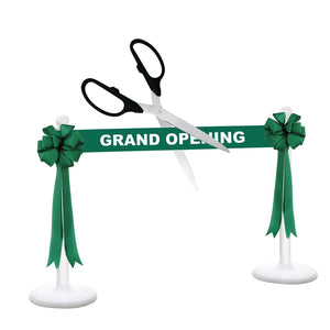 Deluxe Grand Opening Kit - 36" Ceremonial Scissors with Silver Blades, Black Scissors, Green Ribbon and Bows