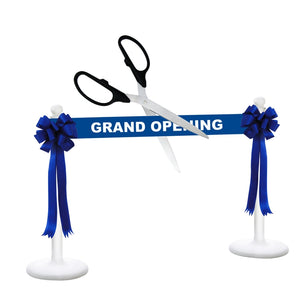 Deluxe Grand Opening Kit - 36" Ceremonial Scissors with Silver Blades, Black Scissors, Blue Ribbon and Bows