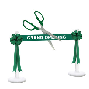 Deluxe Grand Opening Kit - 36" Ceremonial Scissors with Silver Blades, Green Scissors, Ribbon and Bows