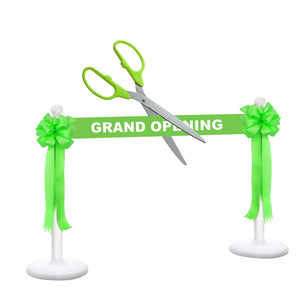 Deluxe Grand Opening Kit - 36" Ceremonial Scissors with Silver Blades, Lime Green Scissors, Ribbon and Bows