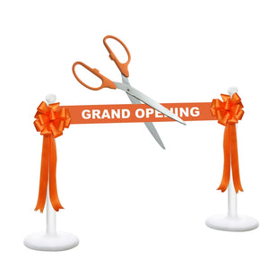 Deluxe Grand Opening Kit - 36" Ceremonial Scissors with Silver Blades, Orange Scissors, Ribbon and Bows