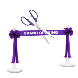 Deluxe Grand Opening Kit - 36" Ceremonial Scissors with Silver Blades, Purple Scissors, Ribbon and Bows