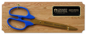 36" Ceremonial Ribbon Cutting Scissors Oak Plaque
