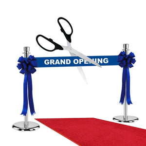 Supreme Silver Grand Opening Kit Black Scissors, Blue Ribbon and Bows