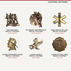 18x18 Oak Maltese Cross Firefighter Plaque - Gold Axe - Casting Options
