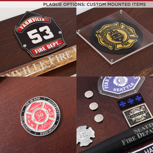 42x16 Walnut Firefighter Award Plaque - Chrome Axe - Custom Mounted Items
