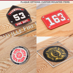 42x16 Oak Firefighter Award Plaque - Chrome Axe - Custom Mounted Items