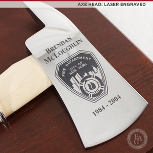 42x16 Walnut Firefighter Award Plaque - Chrome Axe - Laser Engraved Axe Head