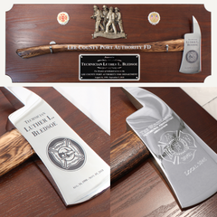 42x16 Walnut Firefighter Award Plaque - Chrome Axe - Engraving