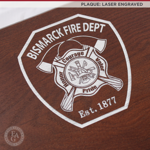 42x16 Walnut Firefighter Perpetual Award Plaque - Chrome Axe - Laser Engraved Plaque