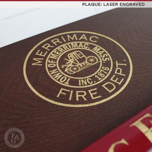 42x16 Walnut Firefighter Award Plaque - Gold Axe - Laser Engraved Plaque