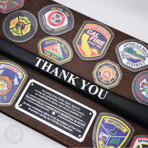 42x16 Walnut Firefighter Award Plaque - Chrome Axe